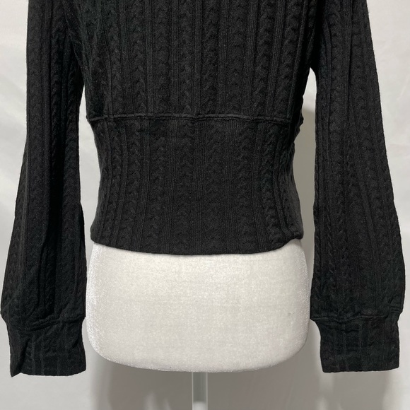 New Band Of The Free Cable Ribbed Knit Mock Neck Sweater Raquel Black Size Large - Picture 9 of 13